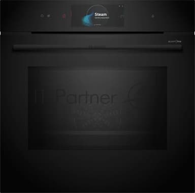 Духовой шкаф Bosch HNG978QB1 Accent line. Serie 8, духовой шкаф с микроволнами и паром, черный, 28 режимов + комбинированные режимы, микроволны до 800 Вт, 4-слойное остекление, 3 цветных текстовых TFT-дисплея 2,5" с сенсорным управлением, поворотный переключатель ControlRing, LED-освещение, меню "Assist", PerfectBake, PerfectRoast, пиролитическая самоочистка, телескопические направляющие на 1 уровне