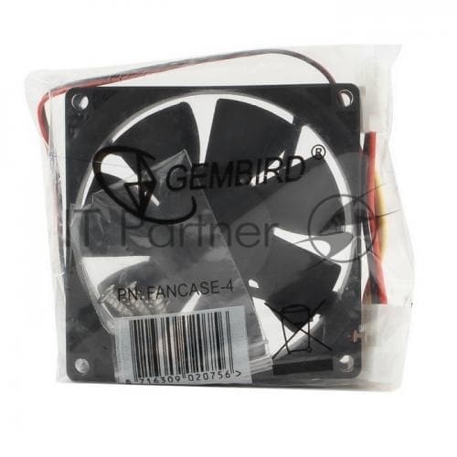 Вентилятор в корпус Gembird FANCASE-4 80x80x25, втулка, 4 pin Molex, провод 30 см