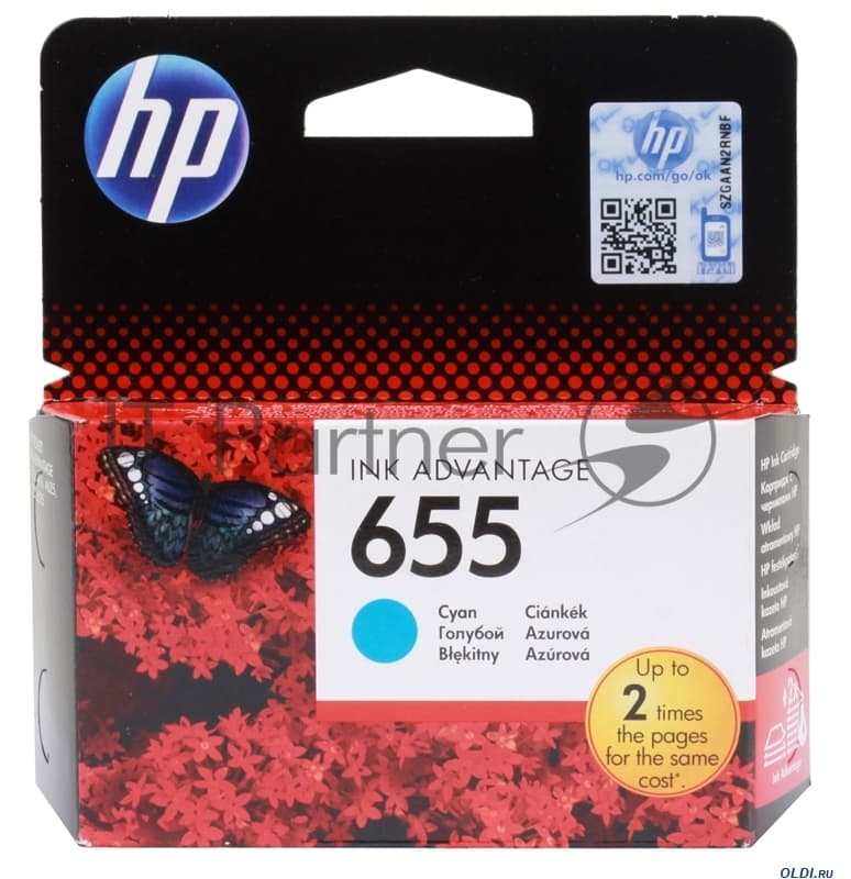 Картридж струйный HP 655 CZ110AE голубой для HP DJ IA 3525/4615/4625/5525/6525 (600 стр.)