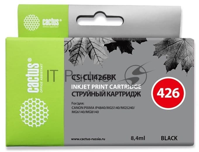 -/ Картридж струйный Cactus CS-CLI426BK черный (8.4мл) для Canon Pixma MG5140/5240/6140/8140/MX884