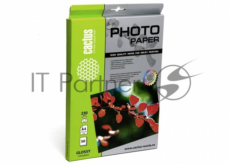Фотобумага Cactus CS-GA423050 A4/230г/м2/50л./белый глянцевое для струйной печати