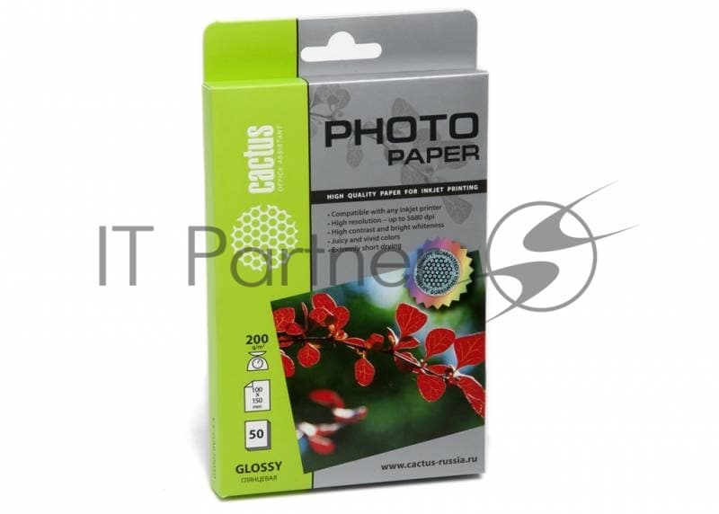 Фотобумага Cactus CS-GA620050 A6/200г/м2/50л./белый глянцевое для струйной печати