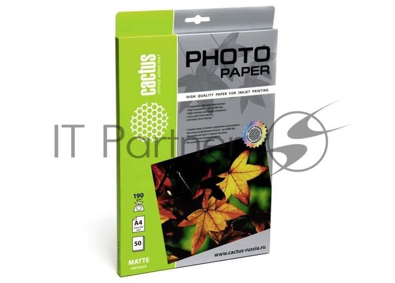 Фотобумага Cactus CS-MA419050 A4/190г/м2/50л./белый матовое для струйной печати