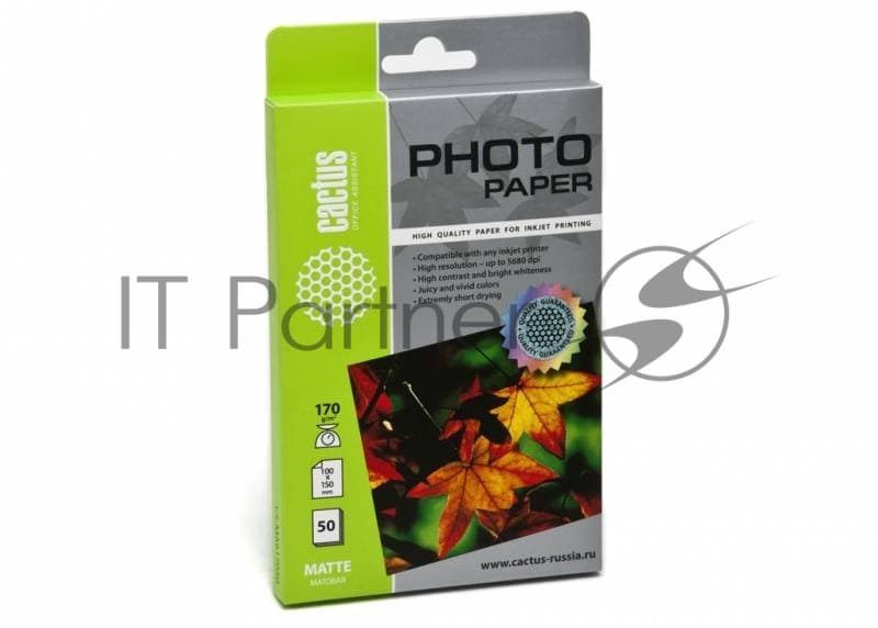 Фотобумага Cactus CS-MA617050 A6/170г/м2/50л./белый матовое для струйной печати