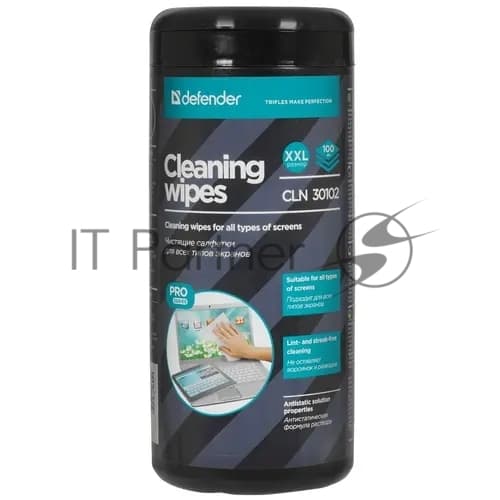 Defender Салфетки для экранов CLN 30102 Pro 100 шт,туба,витлейд