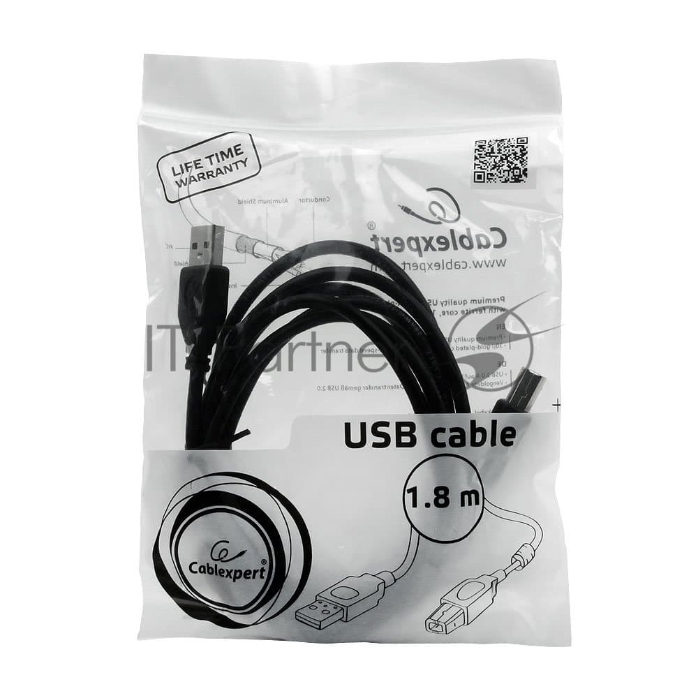 Кабель Gembird USB 2.0 PRO для соед. 1.8м AM/BM позол.конт., фер.кол., пакет