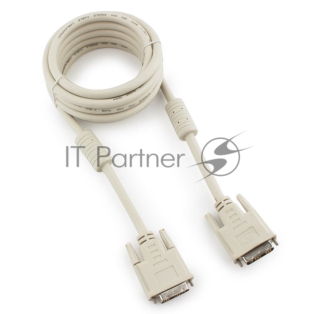 Кабель DVI-D single link Gembird, 3м, 19M/19M экран, феррит.кольца, пакет
