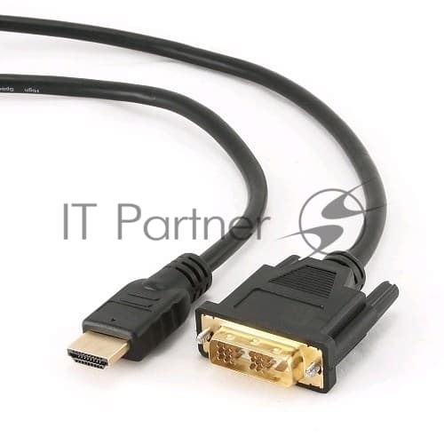 Кабель HDMI-DVI Cablexpert CC-HDMI-DVI-10, 19M/19M, 3.0м, single link, черный, позол.разъемы, экран, пакет