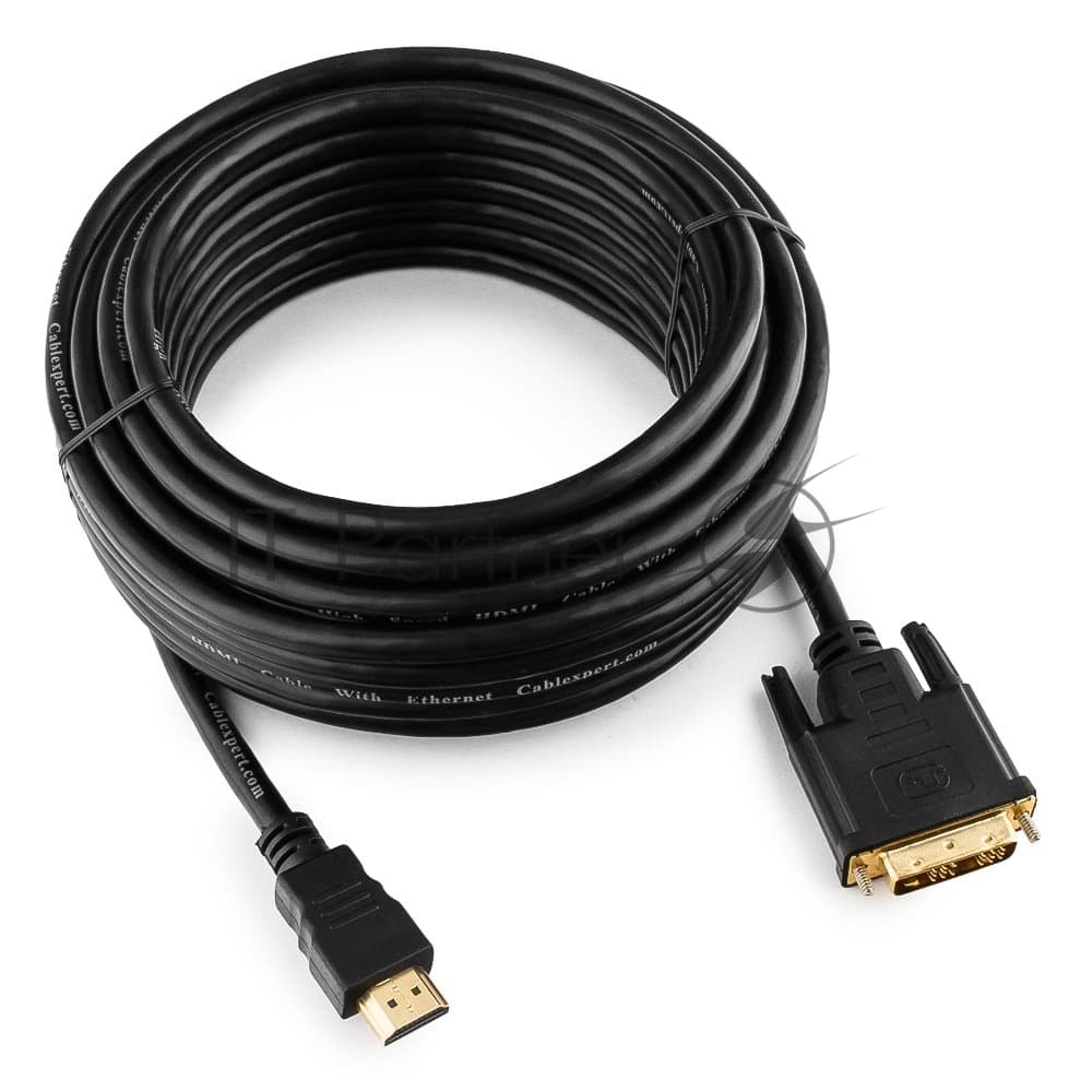 Кабель HDMI-DVI Cablexpert CC-HDMI-DVI-10MC, 19M/19M, 10м, single link, черный, позол.разъемы, экран, пакет