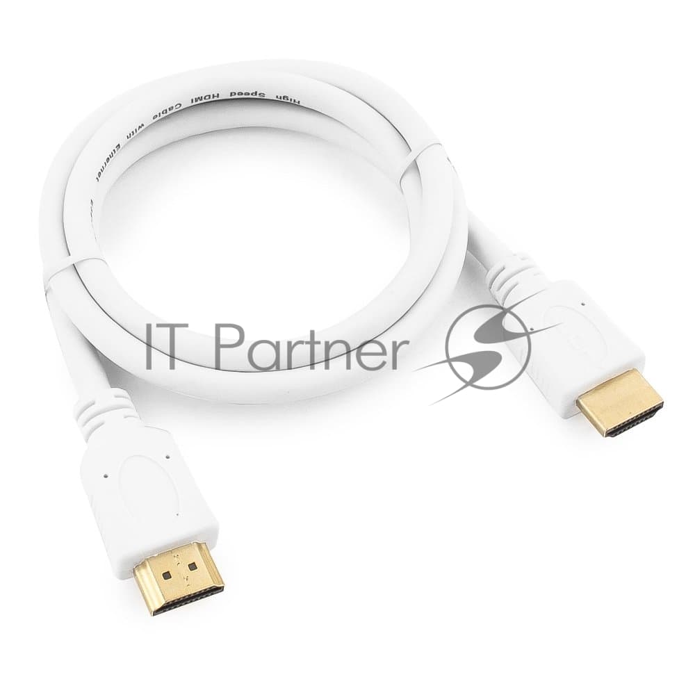 Кабель HDMI Cablexpert CC-HDMI4-W-1M, 19M/19M, v2.0, медь, позол.разъемы, экран, 1м, белый, пакет