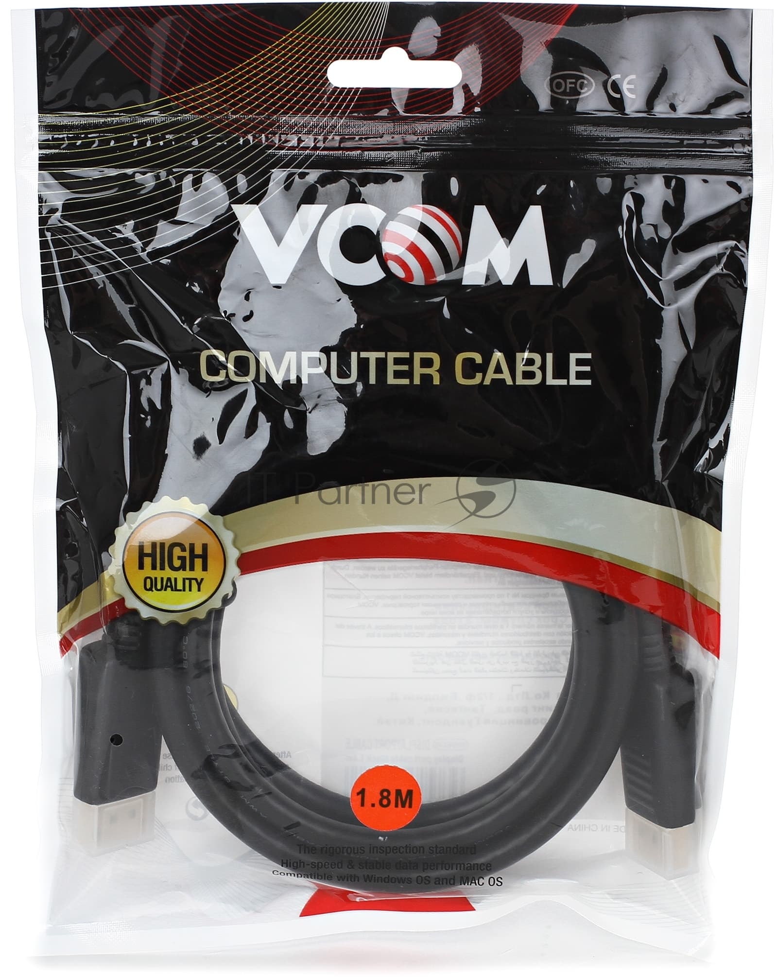 VCOM VHD6220-1.8M(O) Кабель соединительный DISPLAY PORT 1,8м
