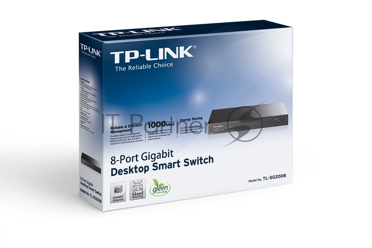 Коммутатор TP-Link SMB TL-SG2008 8-port Pure-Gigabit Desktop Smart Switch, 8 10/100/1000Mbps RJ45 ports, Tag-based VLAN, STP/RSTP/MSTP, IGMP V1/V2/V3 Snooping, DHCP Filtering, 802.1P Qos, Rate Limiting, Voice VLAN