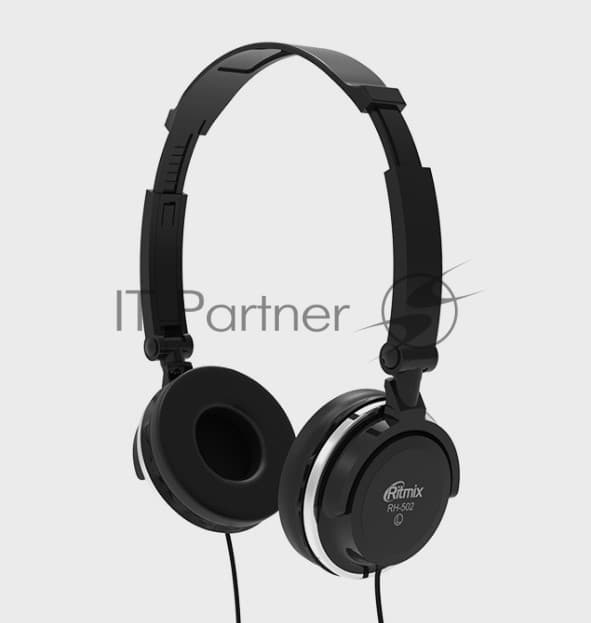 Проводные наушники Ritmix RH-501 черный, накладные, Jack 3.5 мм, складная конструкция