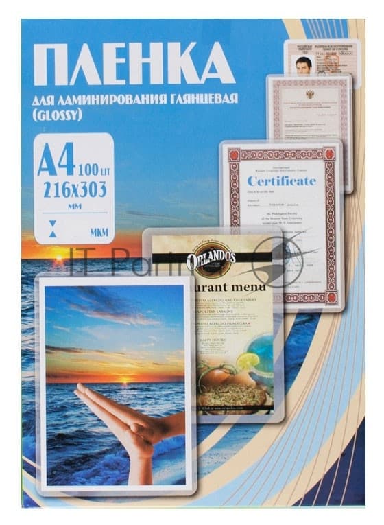 Пленка для ламинирования Office Kit 60мкм A4 (100шт) глянцевая 216x303мм PLP100123