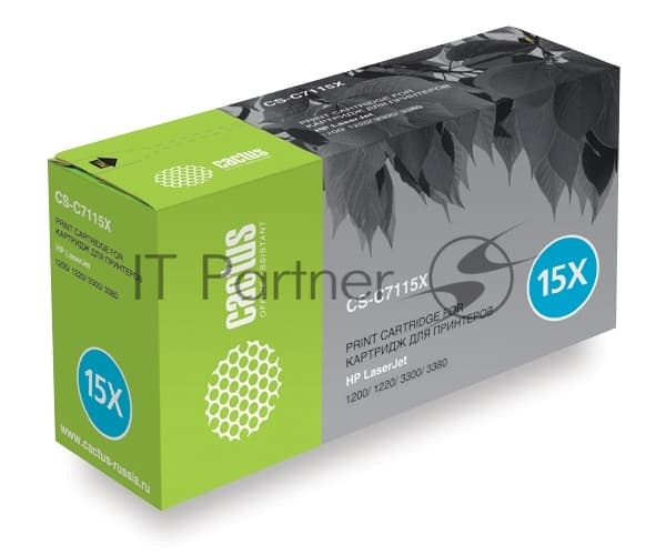 -/ Картридж лазерный Cactus CS-C7115XS C7115X черный (3500стр.) для HP LJ 1200/1220/3300/3380