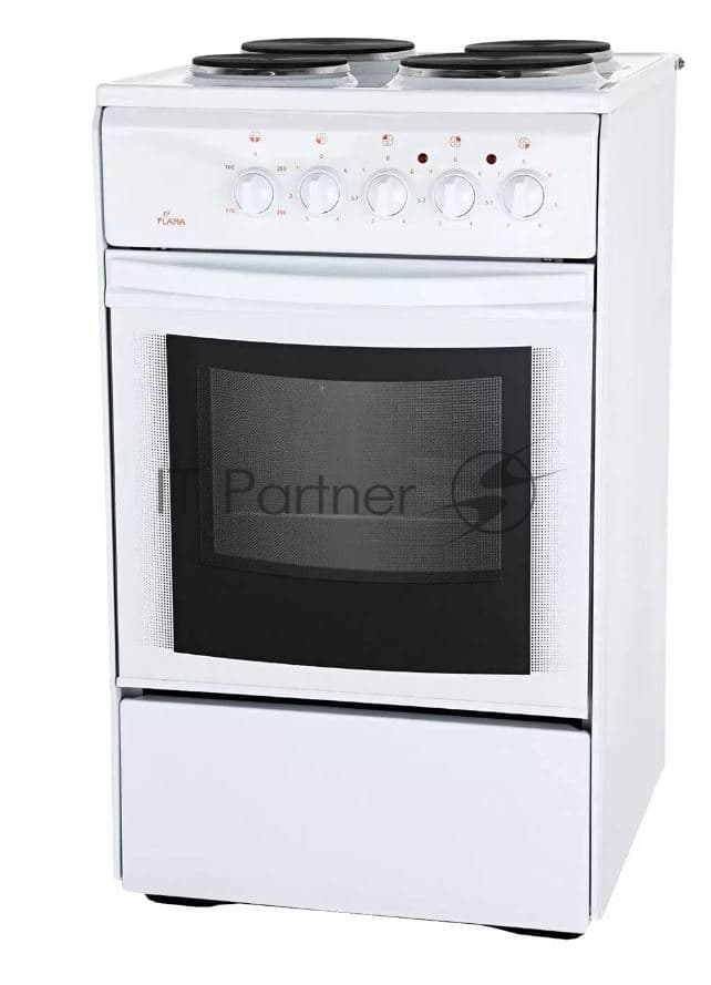 Плита электрическая Flama AE 1403 W белый, конфорок 4 шт, духовка 50 л, 50 см x 85 см x 60 см