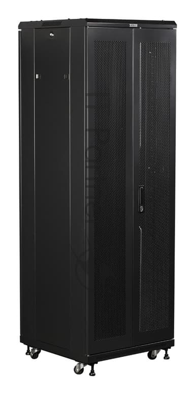 Шкаф 19" Business, 42U 600x800, черный, передняя дверь стекло, задняя дверь распашная металл