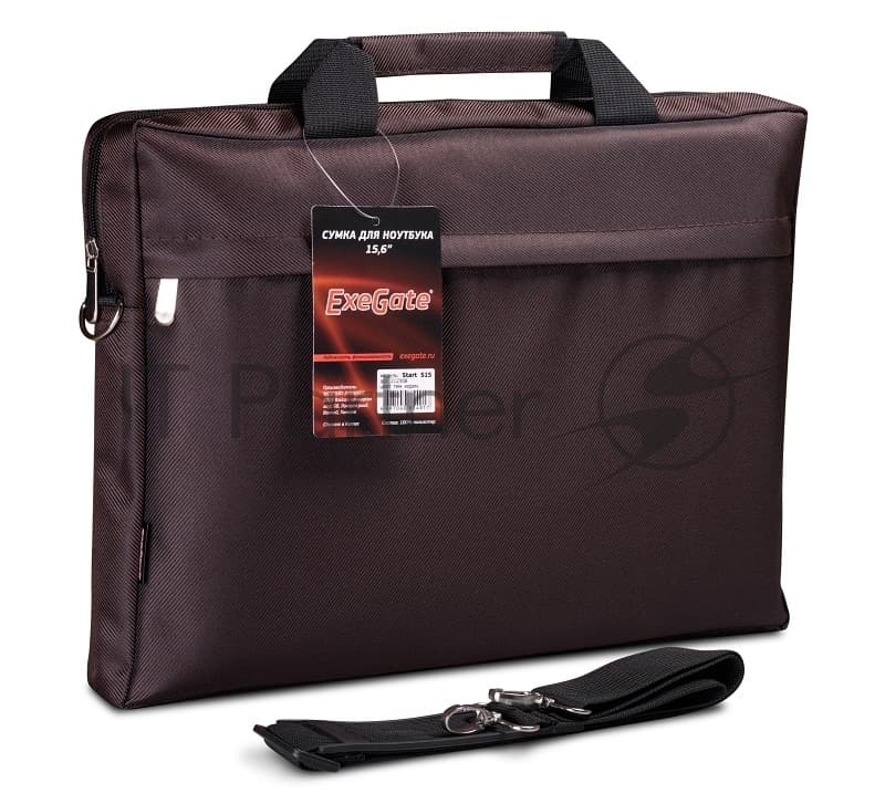 Сумка ExeGate Start S15 Charcoal, темно-коричневая, полиэстер, для ноутбуков до 15.6" <EX212308RUS>