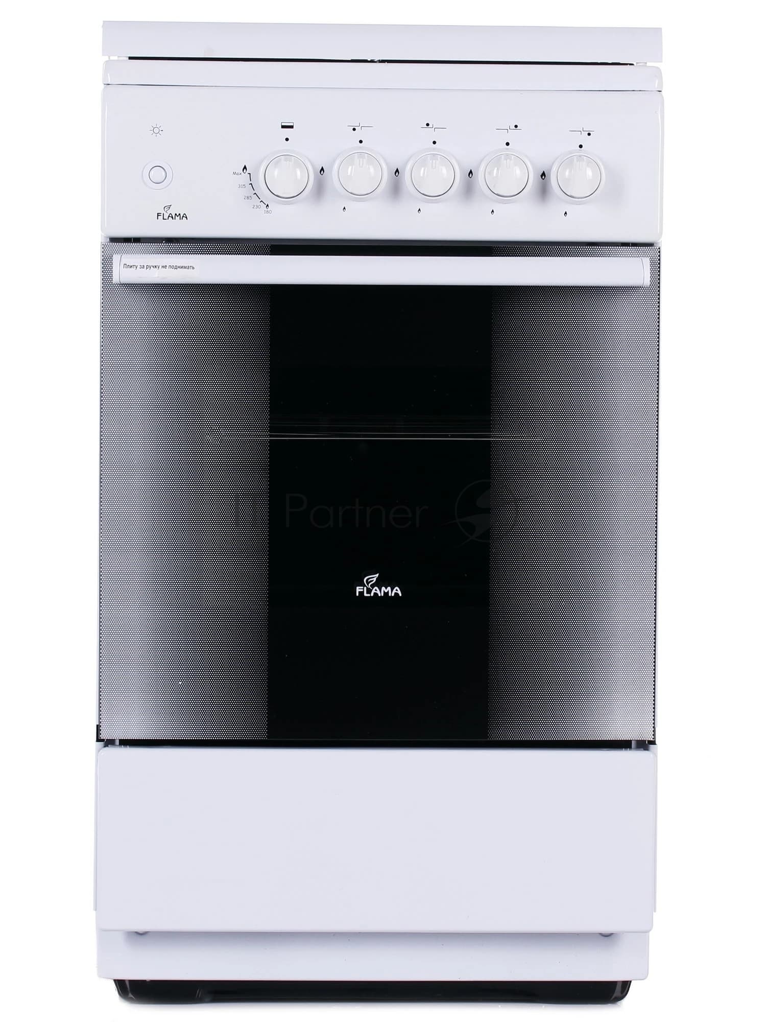 Газовая плита Flama FG 2411 W белый, конфорок 4 шт, духовка 50 л, 50 см x 85 см x 60 см