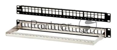 Модульная патч-панель 19"" Hyperline PPBL3-19-24-SH-RM, 24 порта, Flat Type, 1U, для экранированных и неэкранированных модулей KJ2(C6A), KJ5, KJE, KJNE, с задним кабельным организатором (без модулей)
