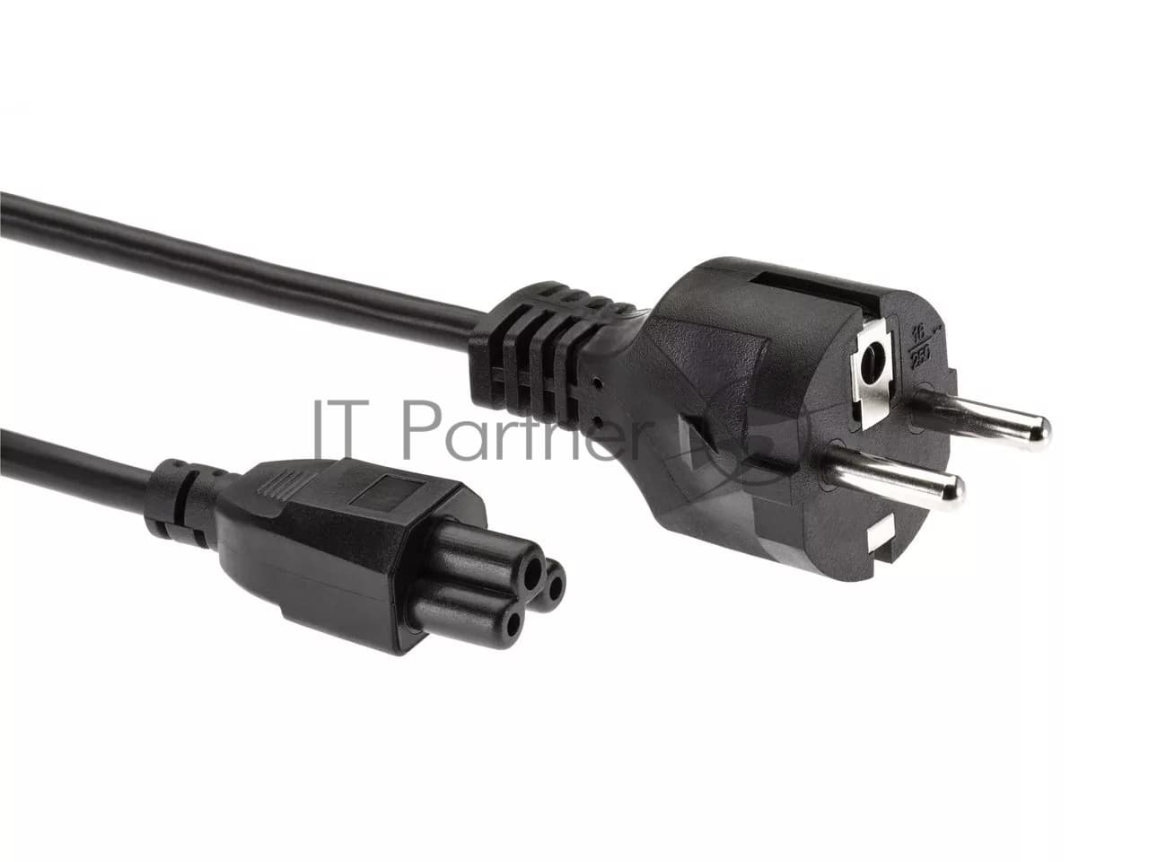 Кабель/ Кабель питания для ноутбуков, 3-pin, с заземлением, (прямой) 220V 3m Telecom <TP022-3.0-BK>