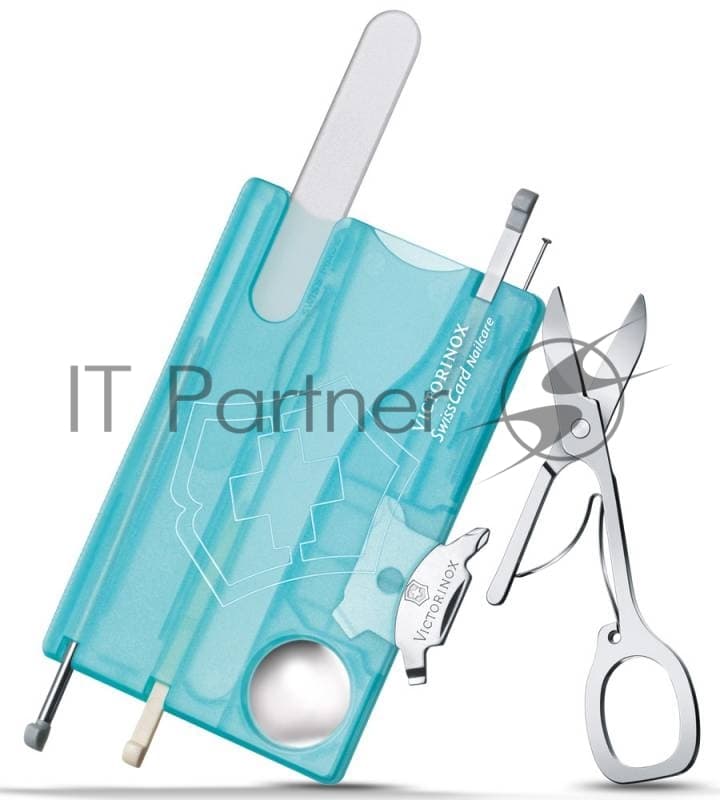 Швейцарская карта Victorinox SwissCard Nailcare (0.7240.T21) бирюзовый полупрозрачный коробка подарочная