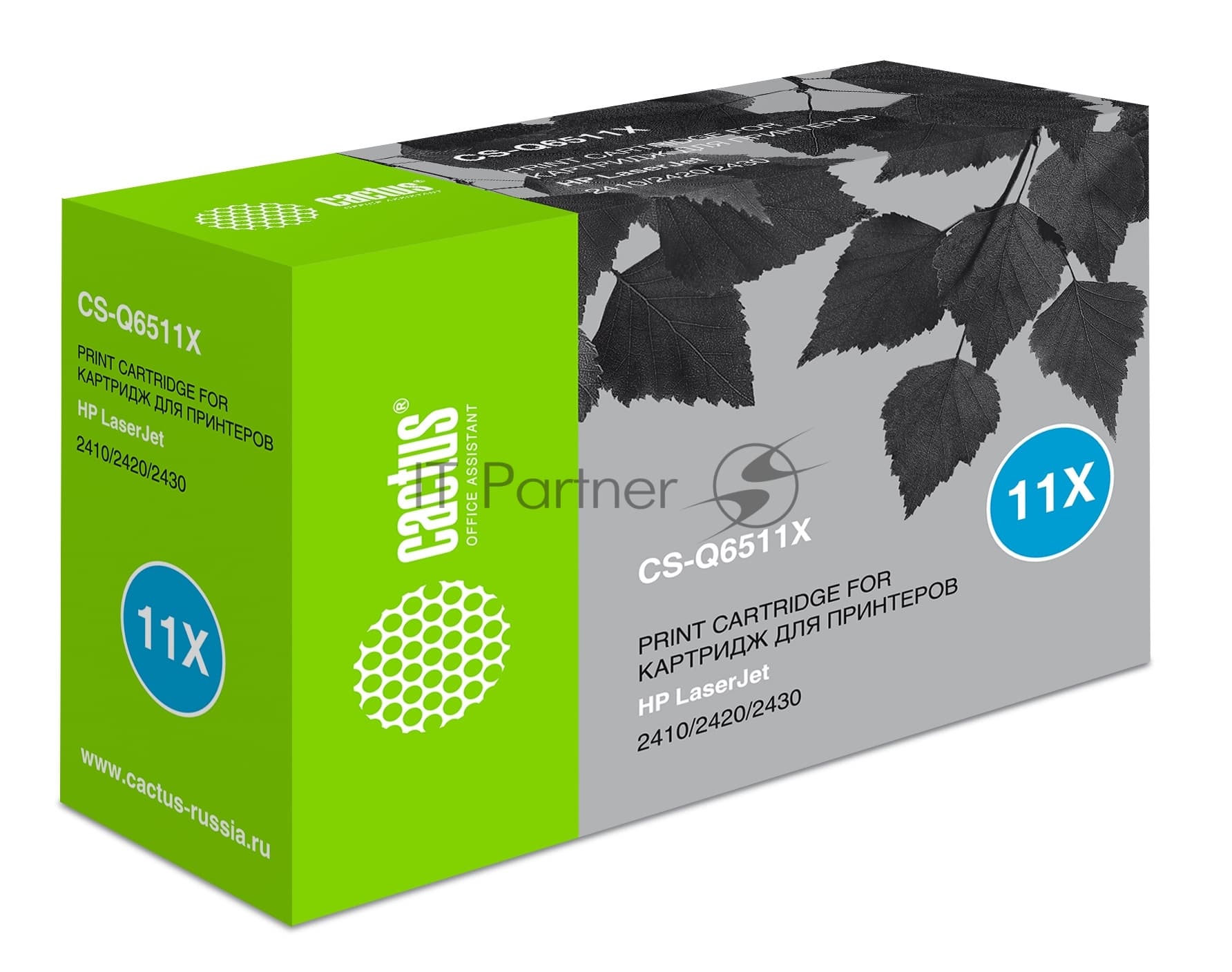 -/ Картридж лазерный Cactus CS-Q6511X Q6511X черный (12000стр.) для HP LJ 2410/2420/2420DN/2430