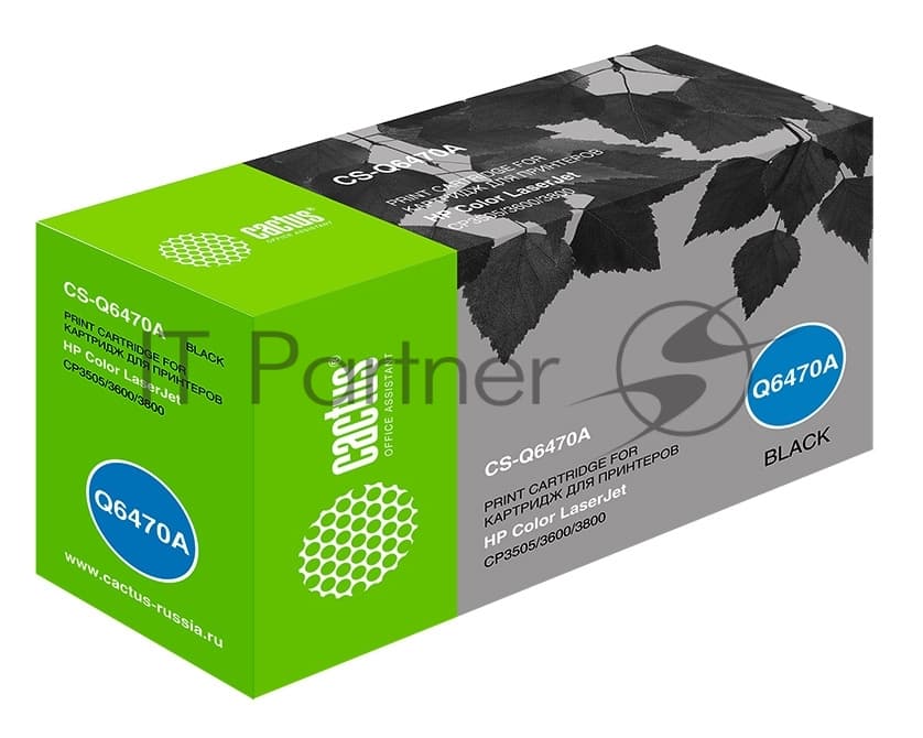-/ Картридж лазерный Cactus CS-Q6470A Q6470A черный (6000стр.) для HP CLJ CP3505/3600/3800