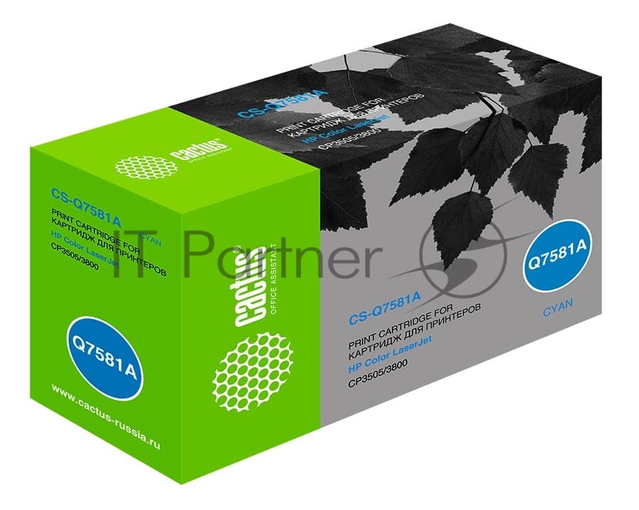 -/ Картридж лазерный Cactus CS-Q7581A Q7581A голубой (6000стр.) для HP CLJ CP3505/3800