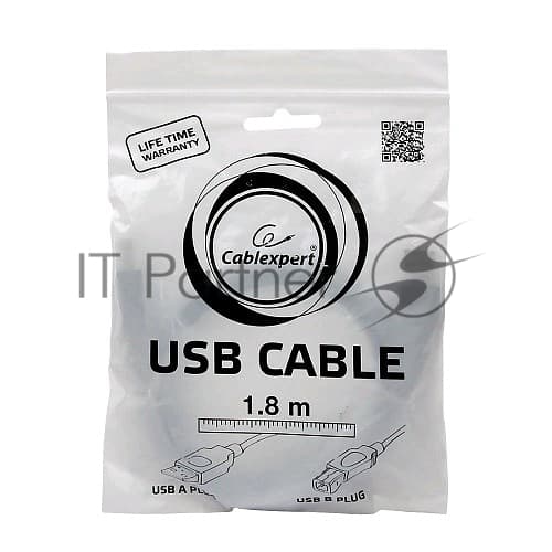 Кабель USB2.0 Pro Cablexpert CCP-USB2-AMBM-6G, AM/BM, 1.8м, экран, серый