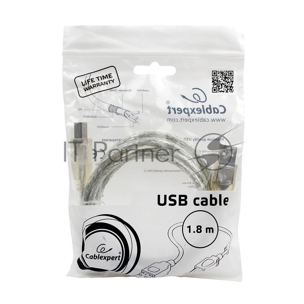 Кабель USB A (M) - USB B (M), 1.8м, Cablexpert CCF-USB2-AMBM-TR-6