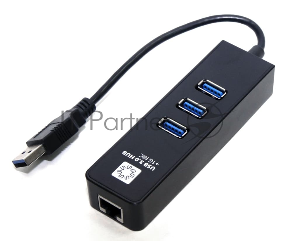 Адаптеры USB Ethernet 5bites Сетевой адаптер 5bites UA3-45-04BK 3хUSB3.0/RJ45 10/100/1000 Мбит/с