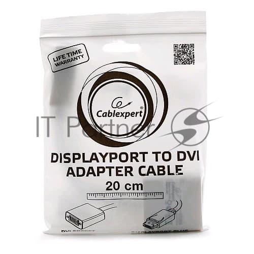 Переходник DisplayPort - DVI Cablexpert A-DPM-DVIF-002-W, 20M/19F, белый, пакет