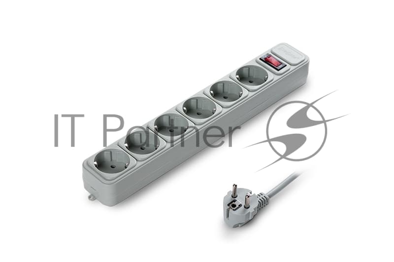 Сетевой фильтр ExeGate EX266865RUS SP-6-1.5G (6 розеток, 1.5 м, евровилка, светло-серый)