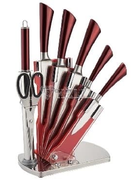 Набор ножей Kelli KL-2084 8 пр.(8 ПРЕДМЕТОВ: 1.Топорик кухонный 7", 2.Нож поварской 8", 3.Нож хлебный 8", 3.Нож для резки 6", 5.Нож овощной 5", 6.Кухонные ножницы, 7.Точилка, 8.ПОДСТАВКА. Высококачественная нержавеющая сталь 18/10. Невероятная острота лезвий.)