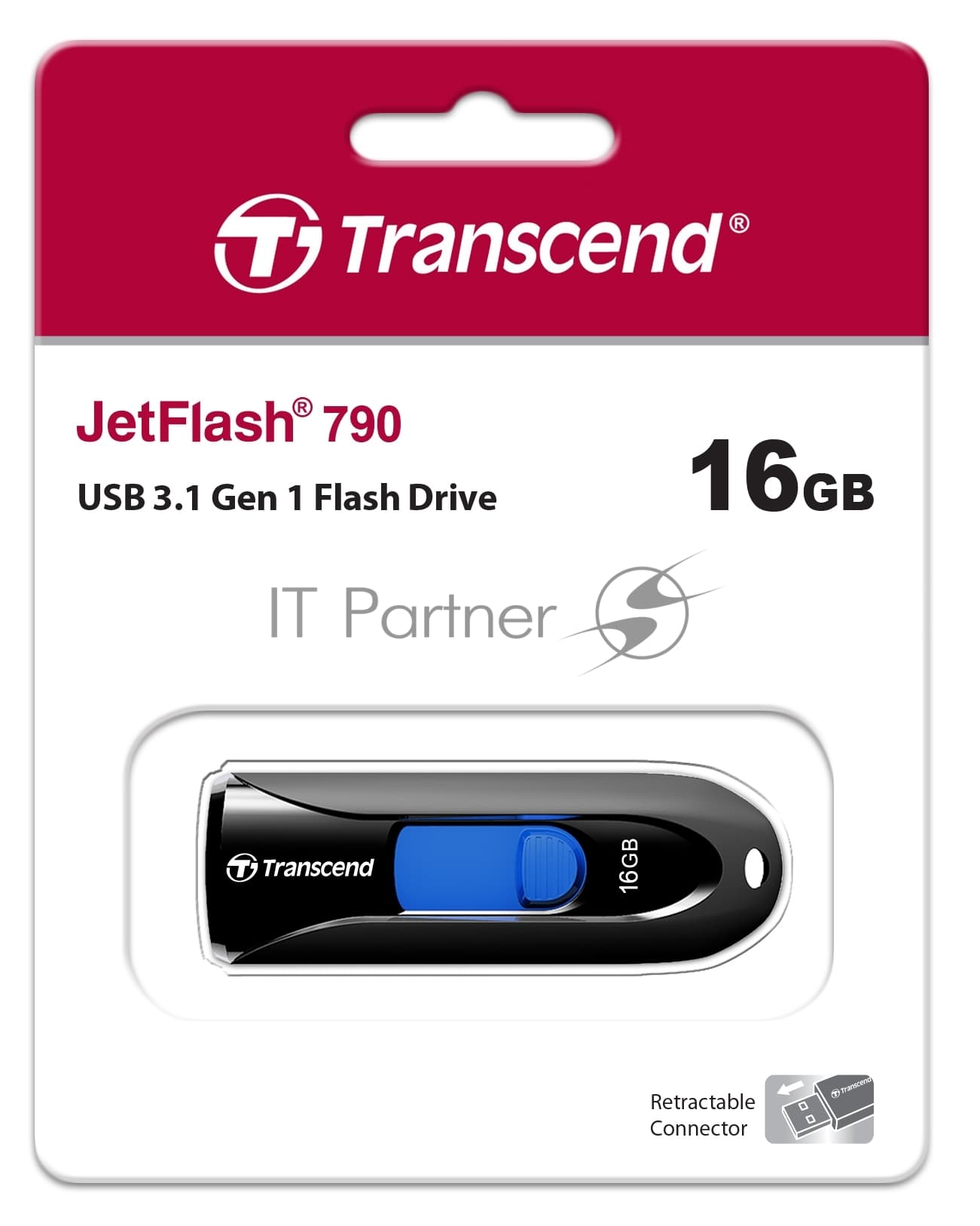 Флешка USB Transcend Jetflash 790 (TS16GJF790K), 16Gb, USB 3.0, R/W 90/12, черный