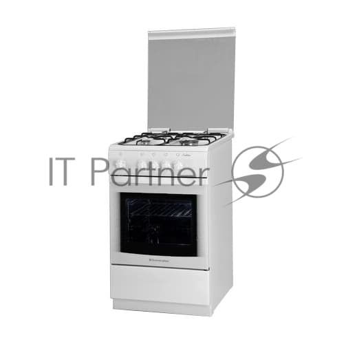 Плита газовая De Luxe 506040.05Г (КР) белый, конфорок 4 шт, духовка 54 л, 50 см x 85 см x 60 см