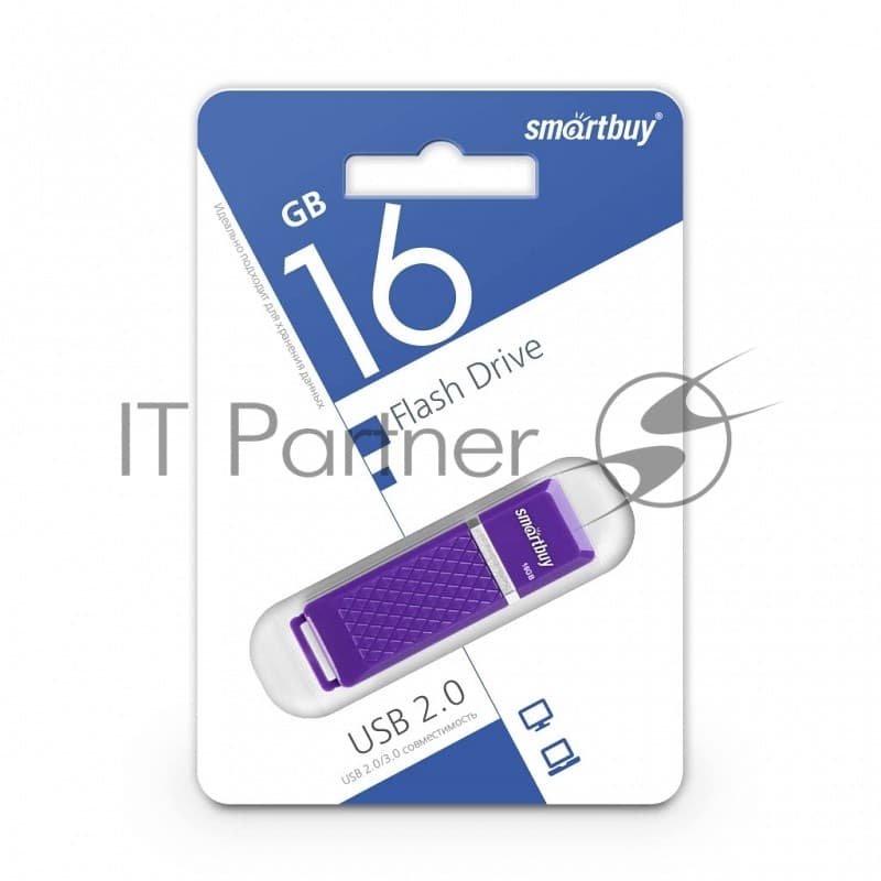 Флешка USB Smartbuy Quartz Violet (SB16 GbQZ-V), 16Gb, USB 2.0, R/W 25/15, фиолетовый