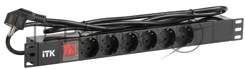 Блок распределения питания ITK PH12-6D1-P гор.размещ. 6xSchuko базовые 16A Schuko 2м