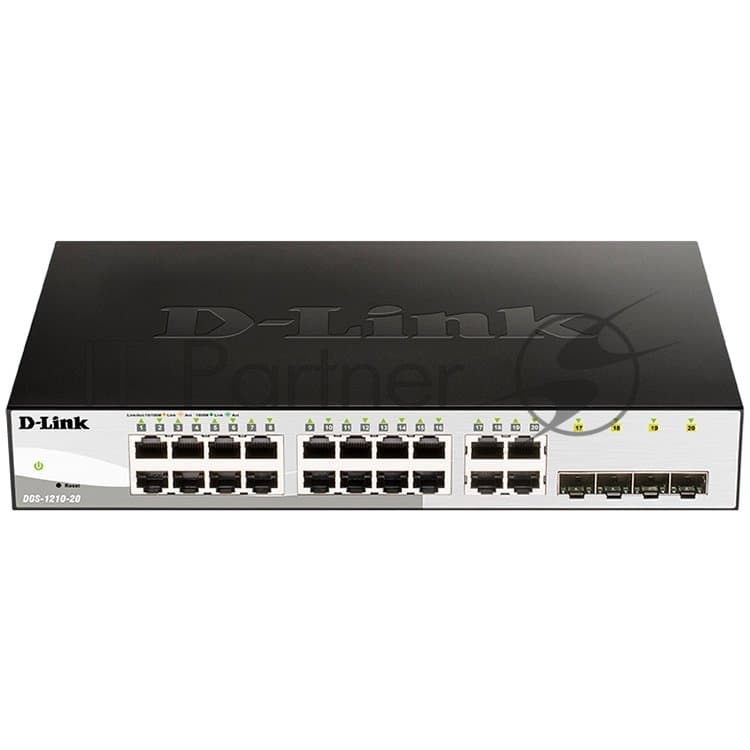 Коммутатор D-Link Gigabit Smart Switch with 16 10/100/1000Base-T ports and 4 Gigabit MiniGbIC (SFP) ports