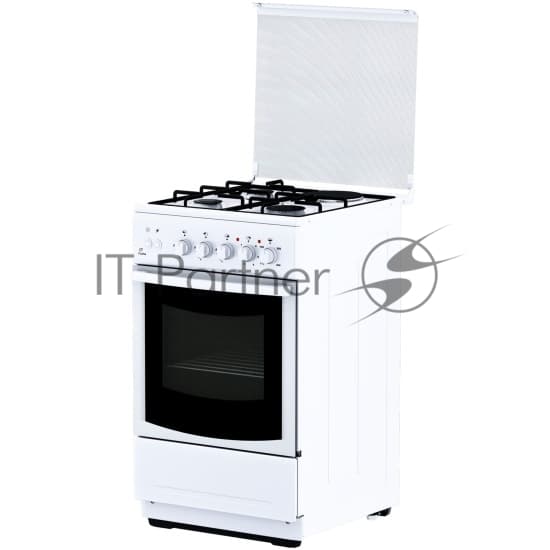 Плита комбинированная Flama RK 23-121 W белый, конфорок 3 газовых и 1 электрическая, духовка 50 л, 50 см x 85 см x 60 см