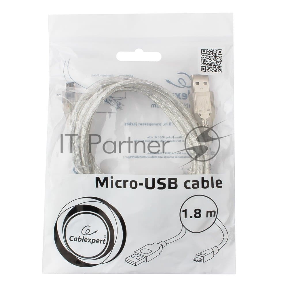 Кабель USB A (M) - microUSB B (M), 1.8м, Cablexpert CCP-mUSB2-AMBM-6-TR