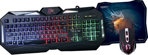 Комплект клавиатура+мышь Qumo Spirit of Wisdom проводной, USB, 2400 DPI, чёрный