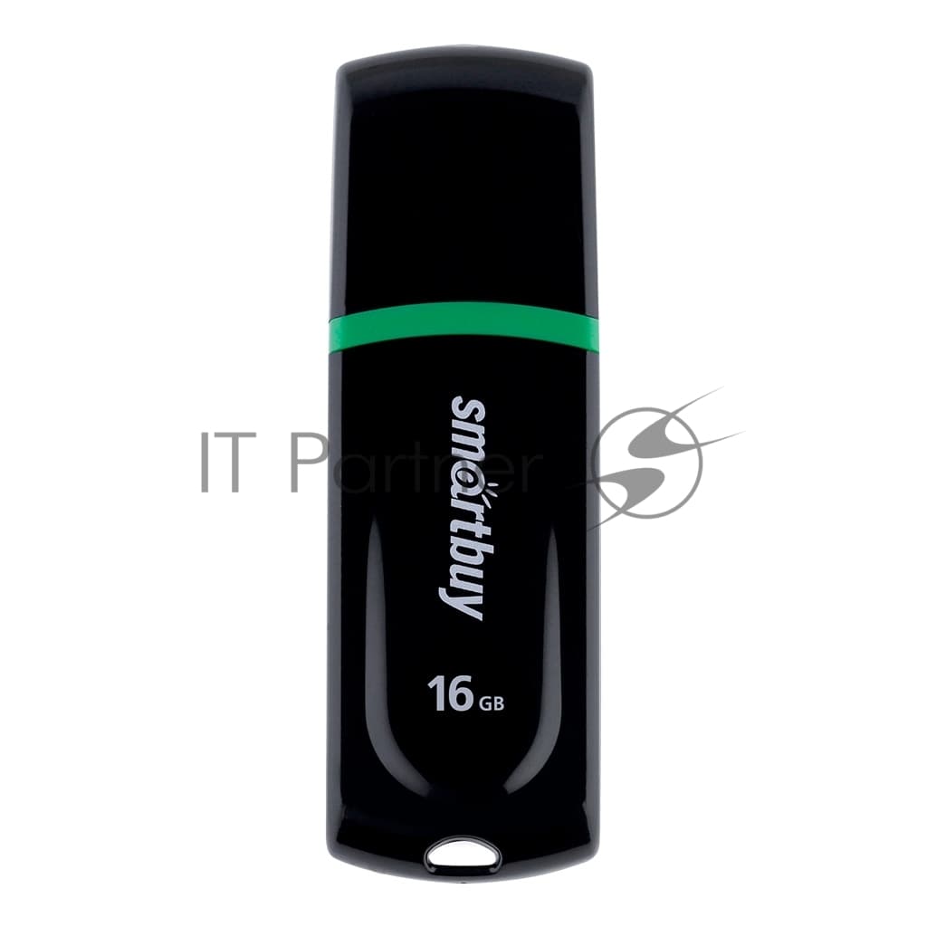 Флешка USB Smartbuy Paean черный (SB16 GbPN-K), 16Gb, USB 2.0, R/W 20/10, черный/зеленый