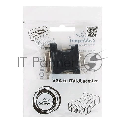 Переходник Cablexpert VGA-DVI, 15M/25F, черный, пакет (A-VGAM-DVIF-01)