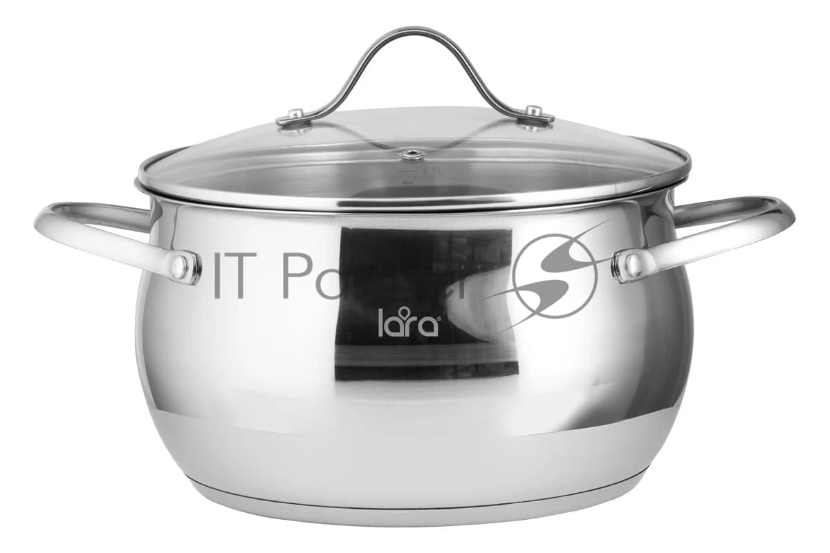 Кастрюля LARA LR02-35 Apple 6,1 л 24x13,5 см, нержавеющая сталь, крышка стекло