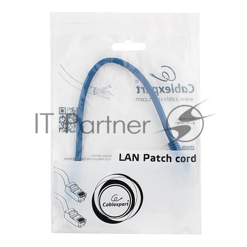 Патч-корд UTP Cablexpert cat.5e 0.25м, литой, многожильный, синий