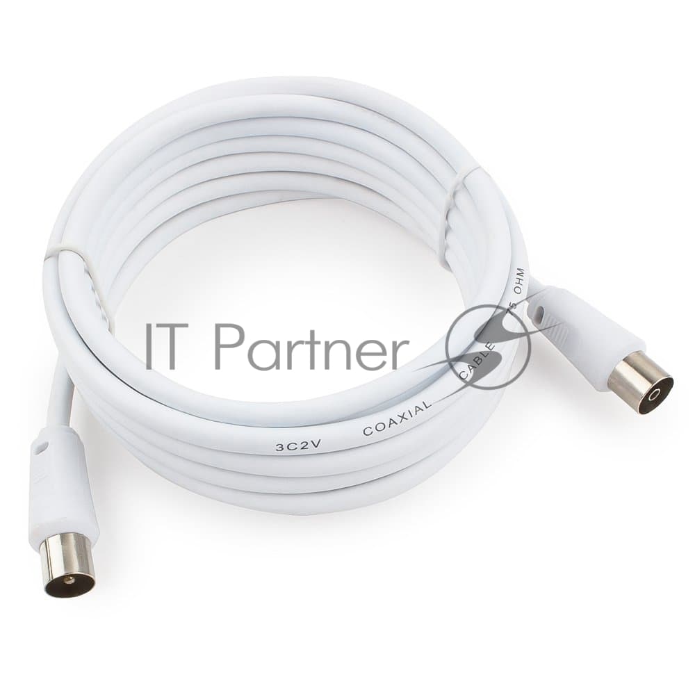 Кабель телевизионный Cablexpert CCV-515-W-3M, Coaxial M/F, белый, 3м