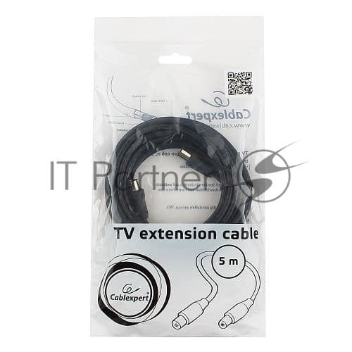 Кабель телевизионный Cablexpert, CCV-515-5M, Coaxial M/F, 5м