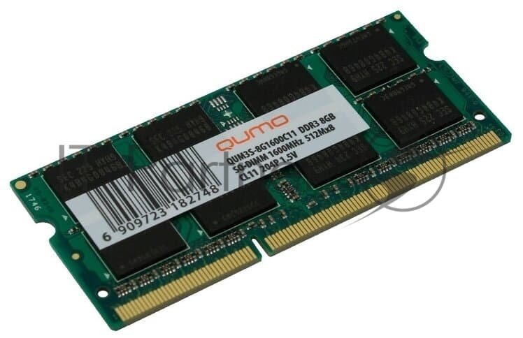 Оперативная память Qumo, DDR3, 8GB (1x8GB), 1600MHz, CL11, SO-DIMM